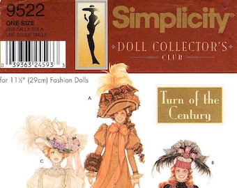 Simplicity 9522 Doll Clothes Pattern: Turn of Century, 11.5" Dolls