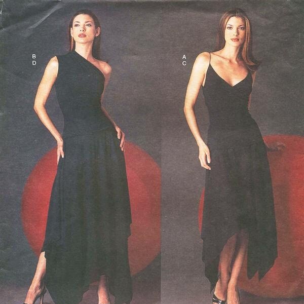 Sz 14/16/18 - Vogue Dress Pattern 2540 by DONNA KARAN - Misses' One Shoulder or V-Neck Top and Above Ankle Skirt - Vogue American Designer