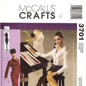 McCall's Puppenkleidung Schnittmuster 3701 - Tyler Wentmour Collection - für 16 Inch Tonner Dolls - Bodysuit, Jacke, Rock, Geldbörse und Gürtel