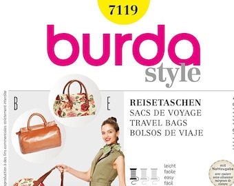Patron de couture Burda 7119 - Cartables avec poignée sur le dessus/Sacs à main pour dames en cinq options - Sac de sport/Sacs à main/Cartable/Sacs fourre-tout