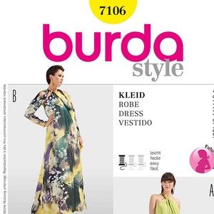 Burda Maternity Sewing Pattern 7106 - Misses&#39; Loose Fitting, Backless, Looped Straps, Maternity Dress in Two Variations - Sz 8 thru 20