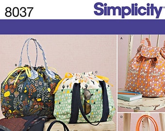 Patrón de costura Simplicity 8037: Mochila, bolso de mano y neceser