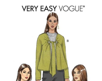 Xsm thru Xlg - Vogue Pattern V9306 - Misses' Loose-Fitting, Tie-Front Jacket  in Three Variations - Very Easy Vogue