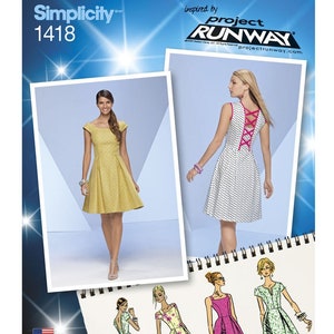 Simplicity Sewing Pattern 1418 - Misses&#39; Fit and Flare Dress with Back and Neckline Variations - Project Runway - Sz 12/14/16/18/20