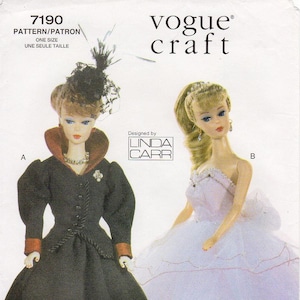 Vogue Sewing Pattern 7190 by LINDA CARR - Circa 1940/1950 Doll Clothes Pattern - For 11 1/2 Inch Dolls - Collectible Doll Clothes