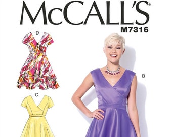 SZ 6/8/10/12/14 - McCall's Dress Pattern M7316 - Misses' Asymmetrical Tiered Dresses in Four Variations - Custom Fit for A,B,C,D Cup Sizes