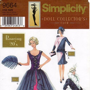 Einfachheits Schnittmuster 9664 - Roaring Twenties Puppenkleidung Schnittmuster - Für 11 1/2 Inch Puppen - Doll Collectors Club Schnittmuster