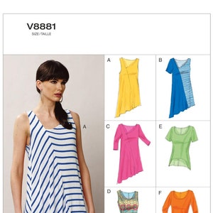 Pick Your Size - Vogue Top Pattern V8881 - Misses&#39; Asymmetrical Pullover Top in Six Variations - Vogue Easy Options Pattern