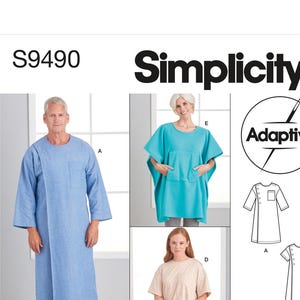 Simplicity Sewing Pattern S9490:  Unisex Medical Examination/Recovery Gowns and Bed Robes - (XS/S/M/L/XL/XXL - All Sizes Included)