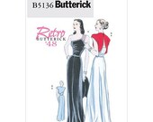 Pick Your Size - Misses 39 One-Shoulder Evening Dress and Reversed Jacket - Reissued Vintage 1948 Pattern - Butterick Retro Pattern B5136