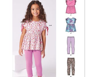 Girls Pullover Top and Leggings Pattern: New Look N6761, Size 3-8