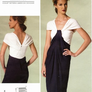 Pick Your Size - Vogue Dress Pattern V1281  by DONNA KARAN - Misses&#39; Cape Sleeve Fitted Dress with Front Pleated Drape - Vogue Patterns