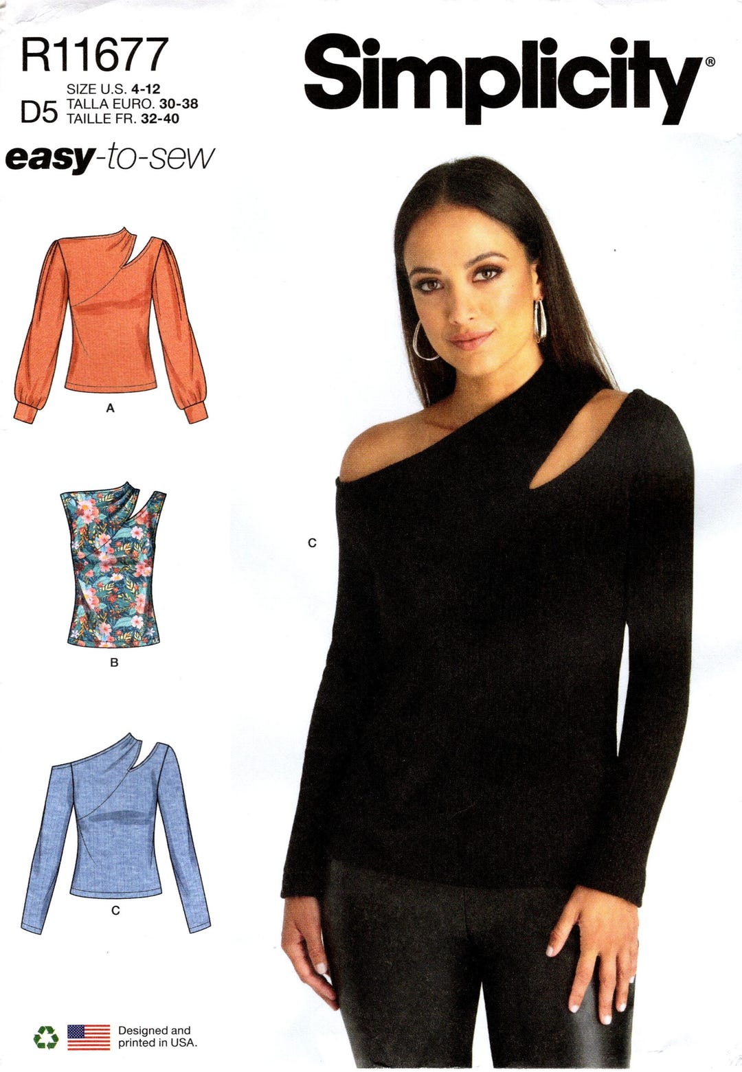 Simplicity Sewing Pattern R11677/S9679: Misses' Knit Tops With Sleeve ...