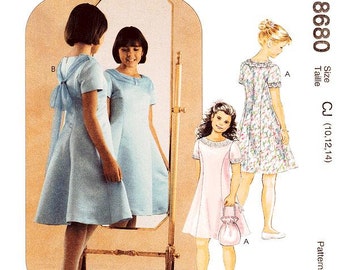 Girls&#39; Dress Pattern McCall&#39;s 8680 -  Girls&#39; Dress and Drawstring Purse - Special Moments Collection - Uncut