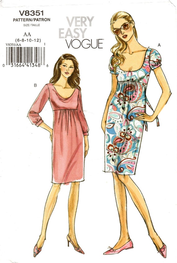 vogue empire waist dress patterns 60s Patou STUNNING Low Cut Cocktail Dress Pattern Vogue Paris Original – A  Vintage shop main image 1