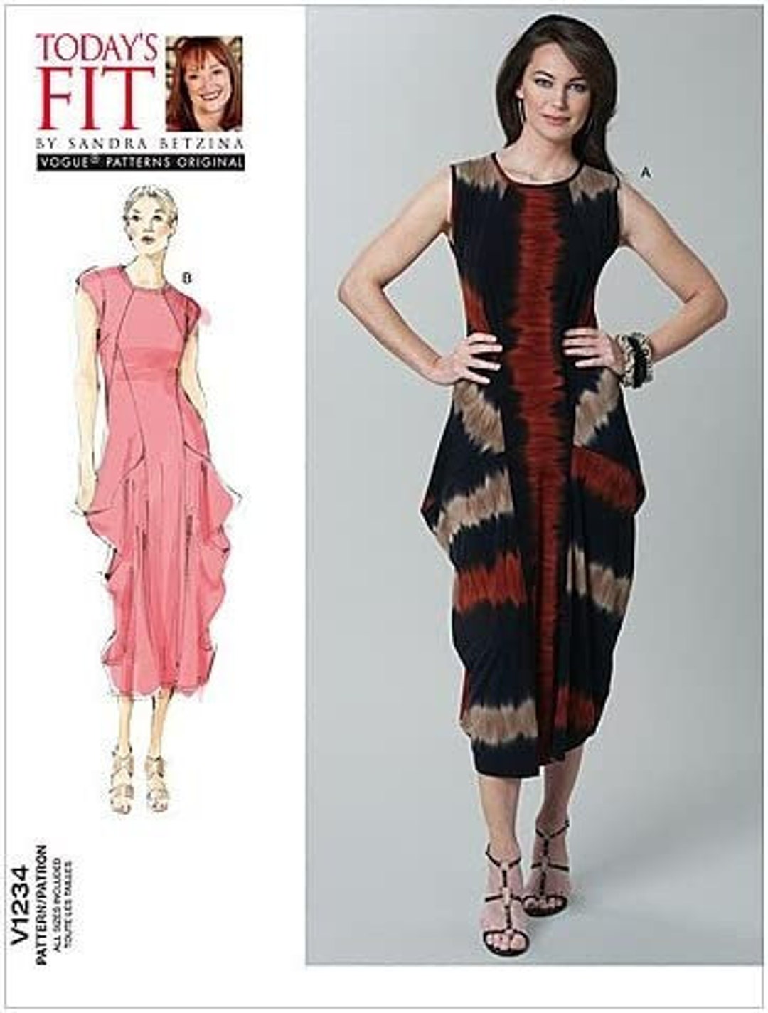 Buy Bust 32 to 55 Vogue Pattern V1234 by SANDRA BETZINA Misses' Loose ...