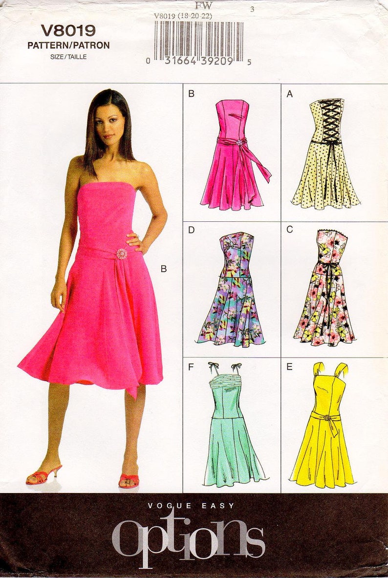 Pick Your Size Vogue Dress Pattern V8019 Misses' - Etsy