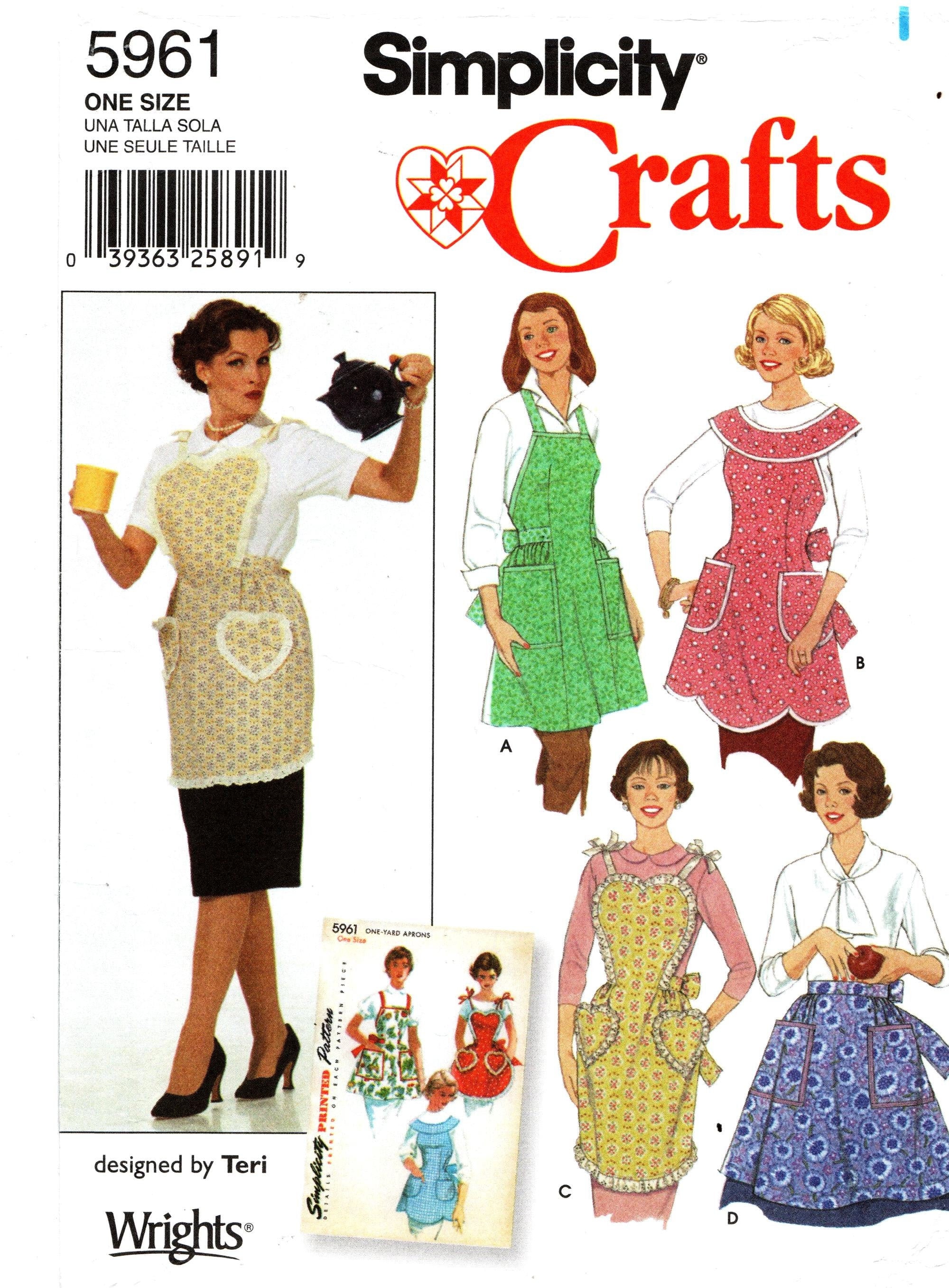 Simplicity Apron Pattern 5961 Misses' Retro Style Aprons in Four