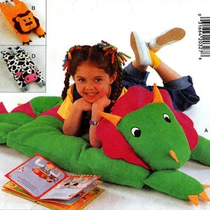 Animal Pillow Sewing Pattern: Butterick 3721, Dinosaur, Lion, Bear, Cow
