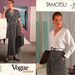Vogue Sewing Pattern 2490 by TAMOTSU - Misses&#39; Loose-Fitting Tops in Two Options & Flared, Ankle Length Skirt - Vogue Career - Sz 14/16/18
