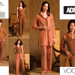 Vogue Sewing Pattern V2851 by ADRI - Misses' Shirt-Jacket, Jacket, Top and Pants - Vogue Wardrobe Pattern - Sz 8/10/12