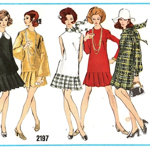 Sz 10 Bust 32 1/2&quot; - Vogue Pattern 2197 - Misses&#39; Loose-Fitting, Dropped Waist, One-Piece Dress with Hemline Pleats - Vogue Basic Design