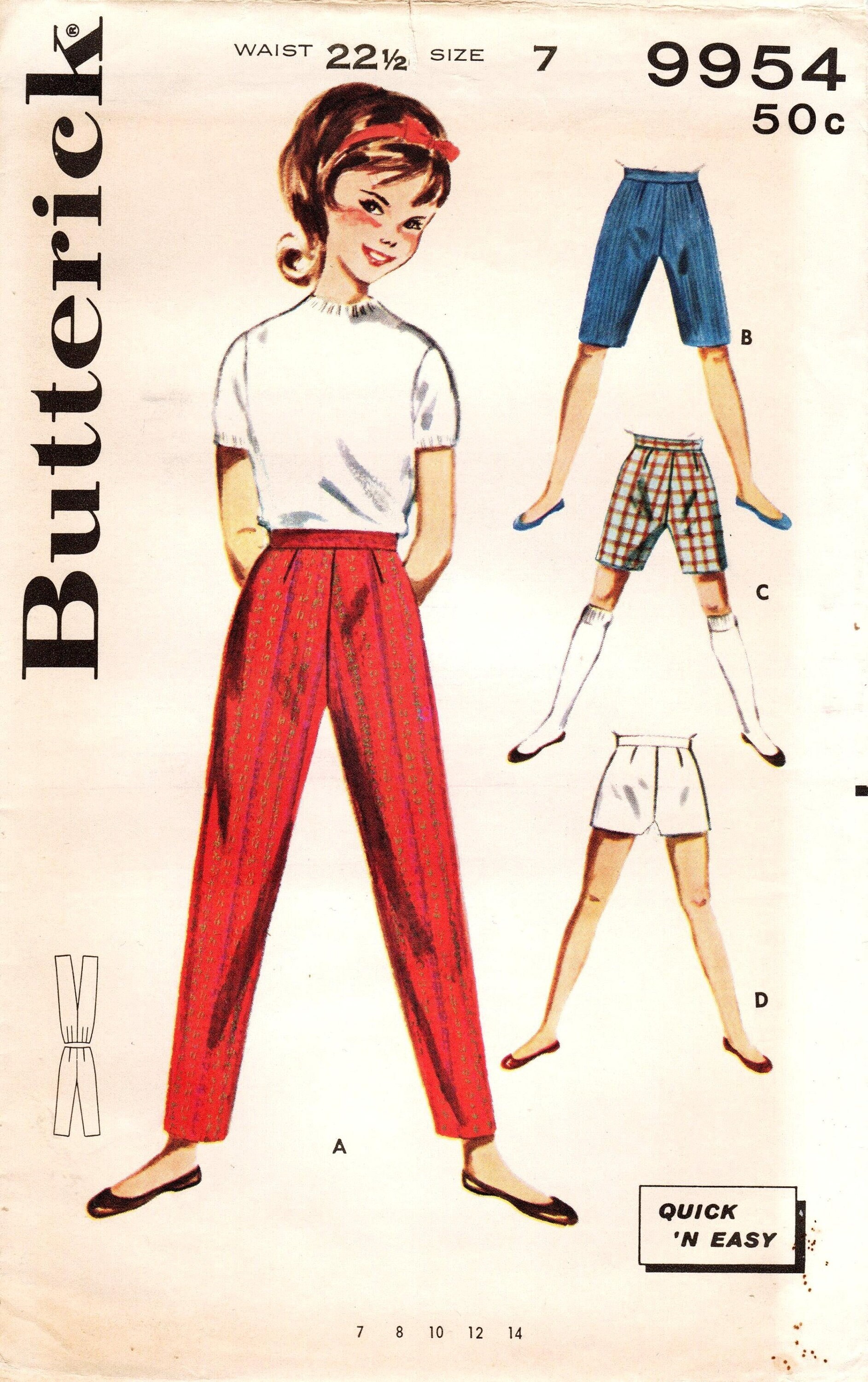 1960s Butterick 9352 Vintage Sewing Pattern Girls Sportswear