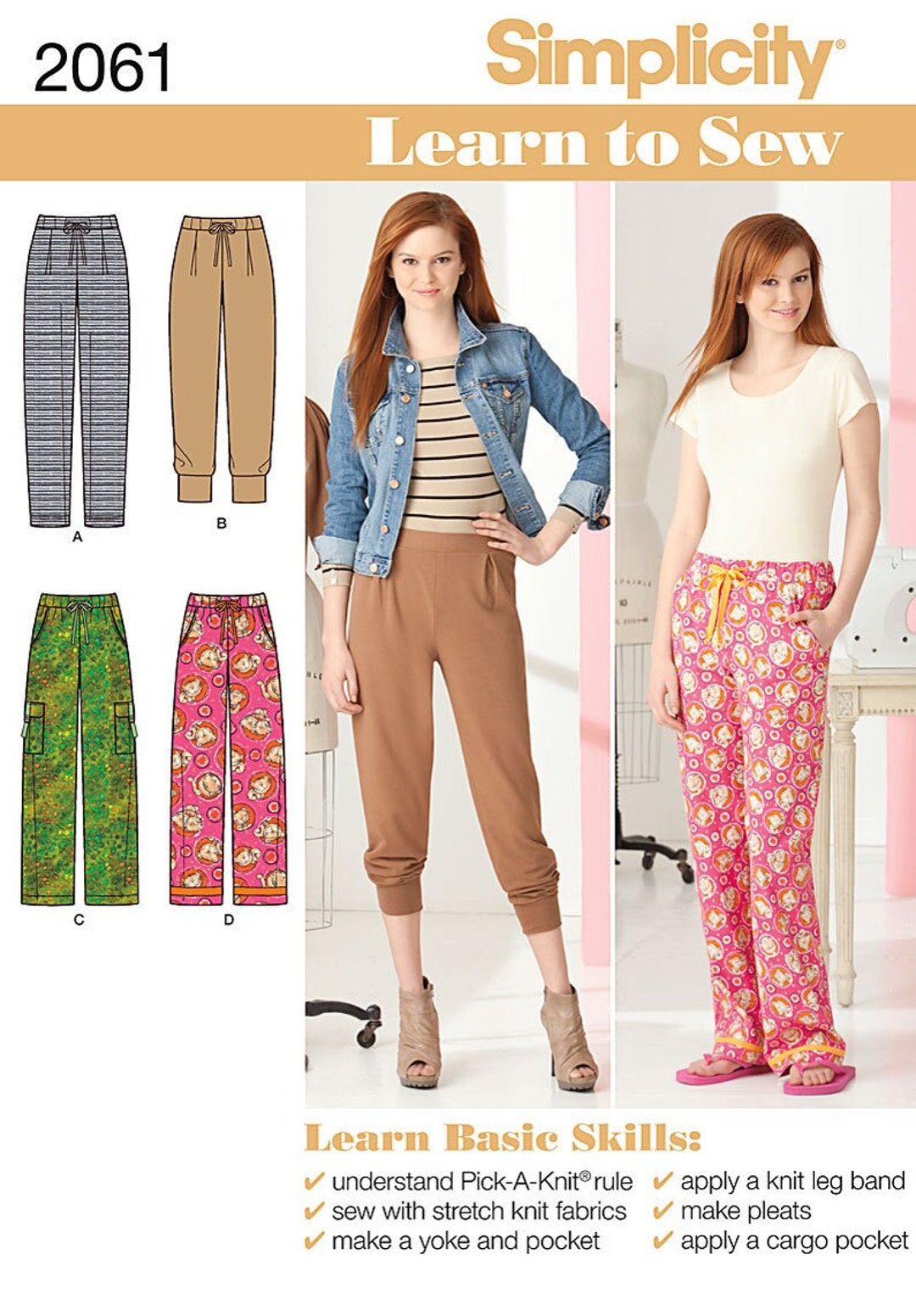 Simplicity 2061 Pants Sewing Pattern: Knit & Woven, Size 6-18 - Etsy