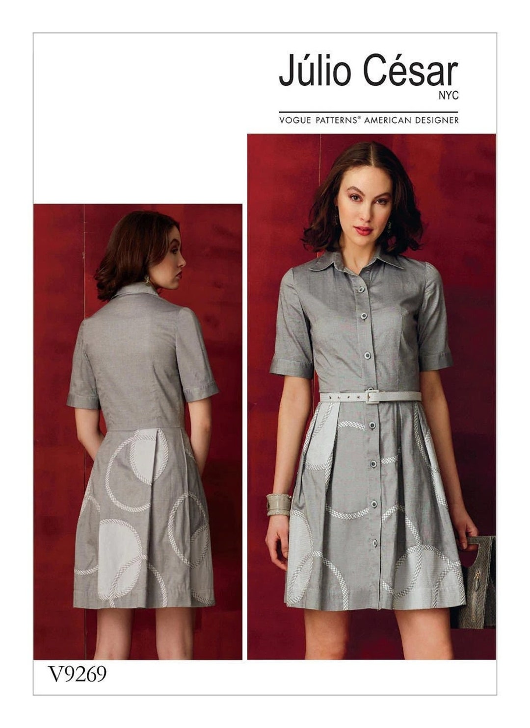 Pick Your Size Vogue Dress Pattern V9269 by JULIO CESAR Misses' Fit and Flare, Shirtwaist Dress