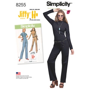 Simplicity Jiffy Pattern 8255 - Misses&#39; Knit Jumpsuit in Two Options - Only 3 Main Pattern Pieces - Easy Cut/Easy Sew -  Sz 4/6/8/10/12