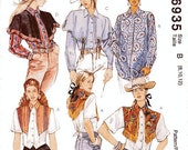 Sz 8/10/12 - McCall's Shirt Pattern 6935 - Misses' Western Shirts and Detachable Capes