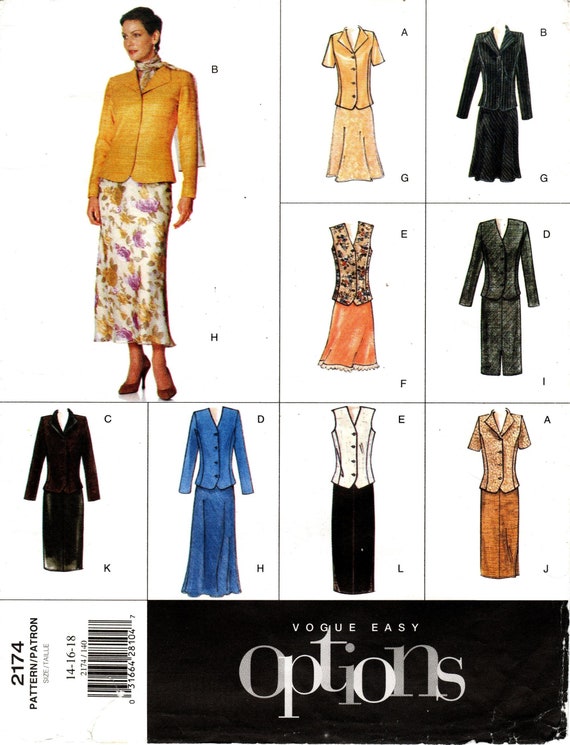 ワードローブ Vogue 2174 Dress Pattern: Misses' Top, Skirt & Scarf (size 14/16