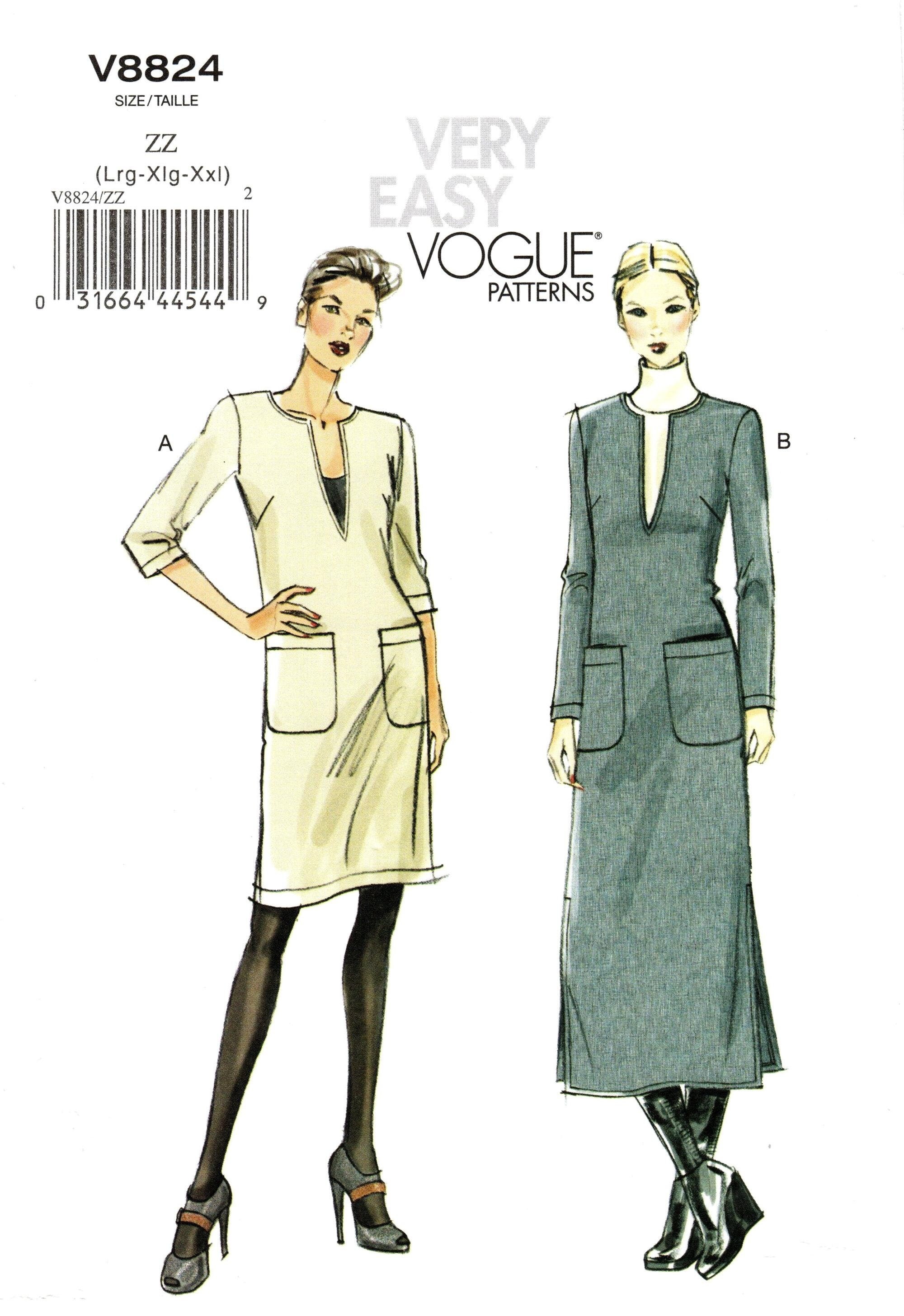 Sz Lrg/xlg/xxl Vogue Dress Pattern V8824 Misses' - Etsy
