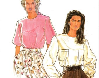 Simplicity Sewing Pattern 9838: Round-Neck, Back Loop and Button Closure Blouse in Two Options (Size 10 thru 20)