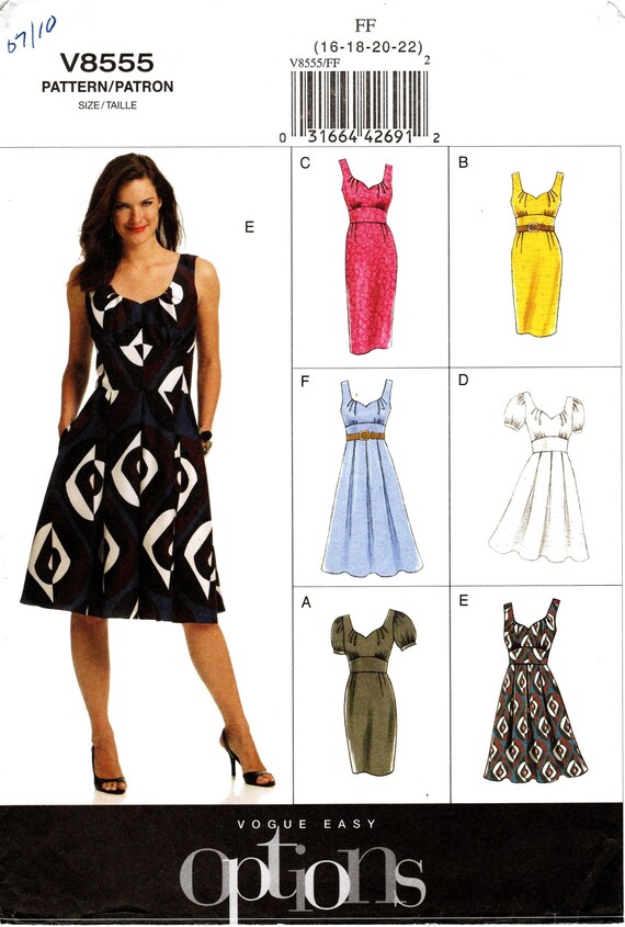 pleated bodice dress pattern Vogue 8555 Dress Pattern: Pleated Bodice, Six Style Options