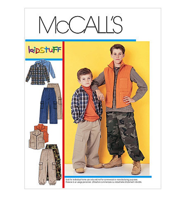 Mccall's 3416 Boys' Shirt Vest and Pull-on Pants - Etsy