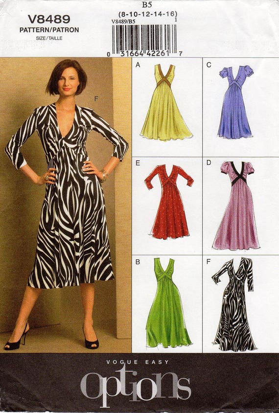 vogue fit-and-flare dress pattern Vogue 8648 Fit and Flare Princess Seam Dress with Flared or Straight S –  Patterns Central main image 0