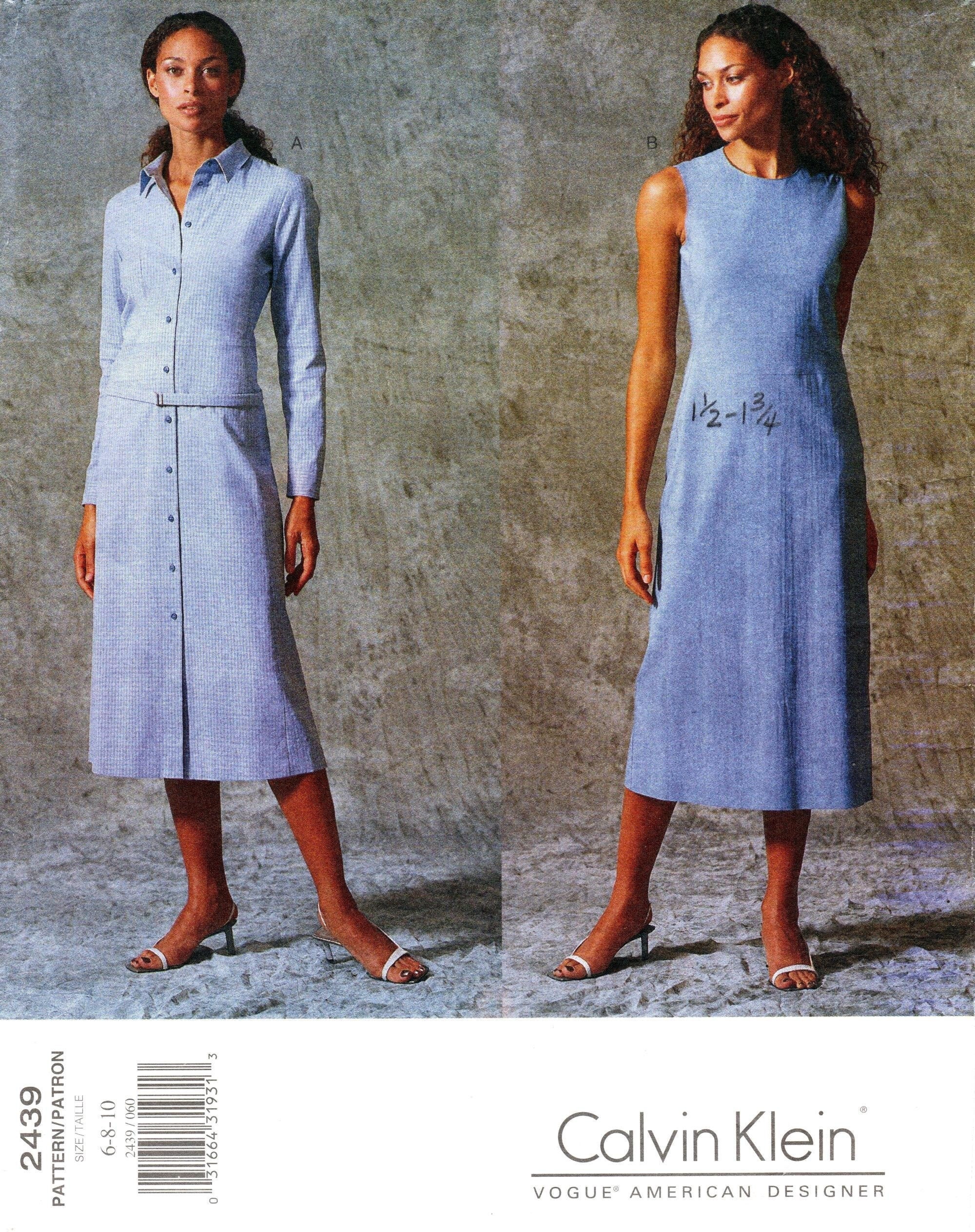 Sz 6/8/10 Vogue Dress Pattern 2439 by CALVIN KLEIN - Etsy