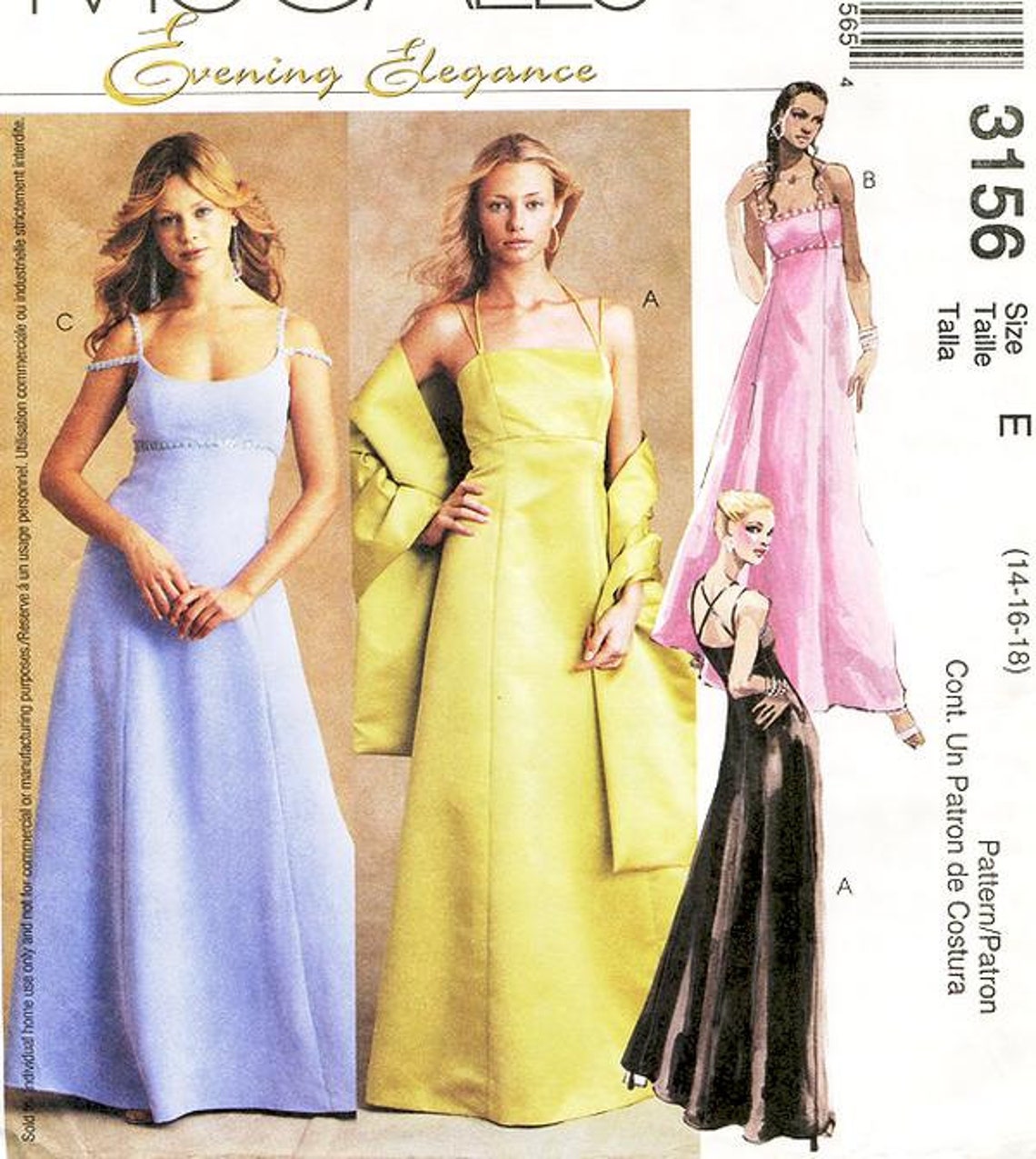 Sz 14/16/18 McCall's Dress Pattern 3156 Misses' | Etsy
