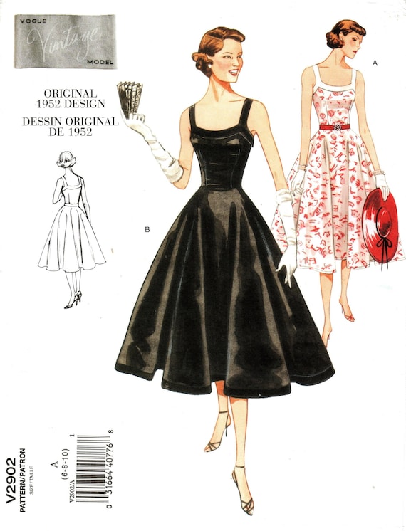 Vogue 1952 Fit and Flare Dress Pattern V2902 - Size 6/8/10 - Etsy Vogue 1952 Fit and Flare Dress Pattern V2902 - Size 6/8/10 - Etsy