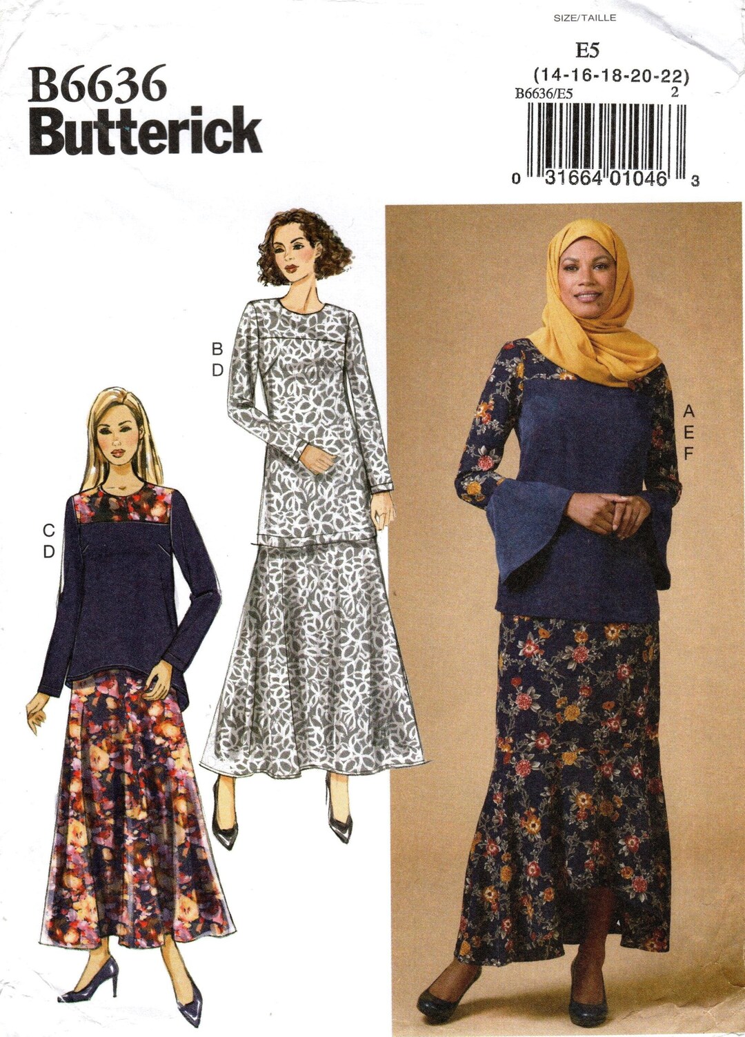 Sz 14/16/18/20/22 - Butterick Pattern B6636 - Misses' Yoked