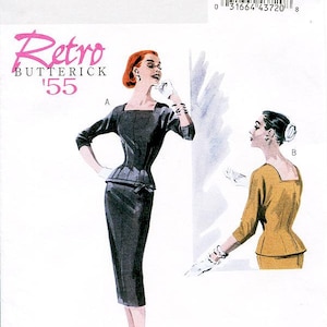 Butterick Sewing Pattern B5557 Misses' Fitted Top and Slim/Straight Pencil Skirt Butterick Retro 1955 Reissued Pattern Pick Your Size image 1