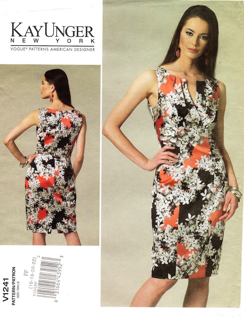 Pick Your Size Misses/' Fitted Lined Dress with Neckline Pleats /& Side Ruching Vogue Patterns Vogue Dress Pattern V1241 by KAY UNGER