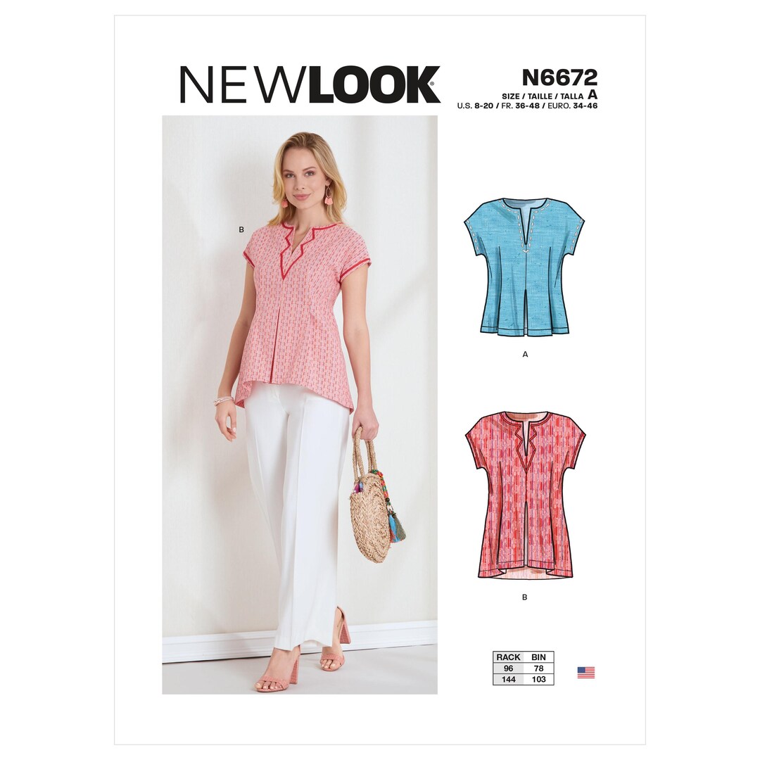 New Look Sewing Pattern N6672: Misses' Top or Tunic (sizes 8-20