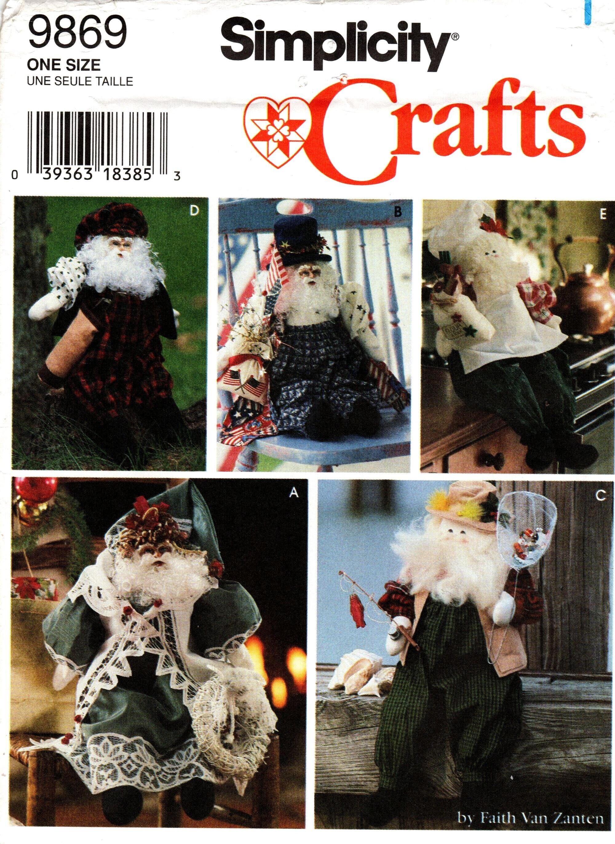 Simplicity 90s Christmas Pattern 9869 by FAITH VAN ZANTEN - 21" Santa Clause Dolls & Clothes - Five Variations of Santa Doll Clothes/Outfits