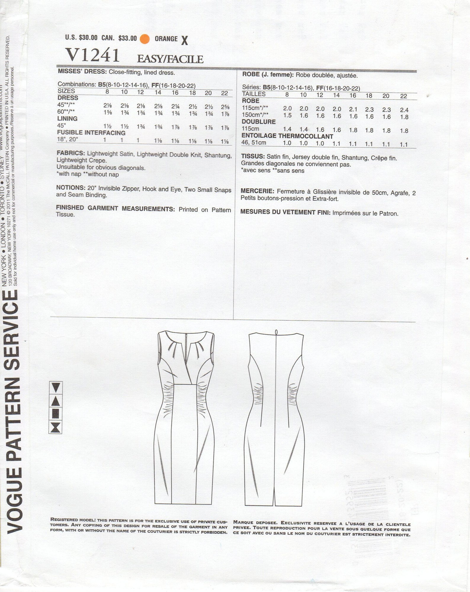 Pick Your Size Vogue Dress Pattern V1241 by KAY UNGER Etsy