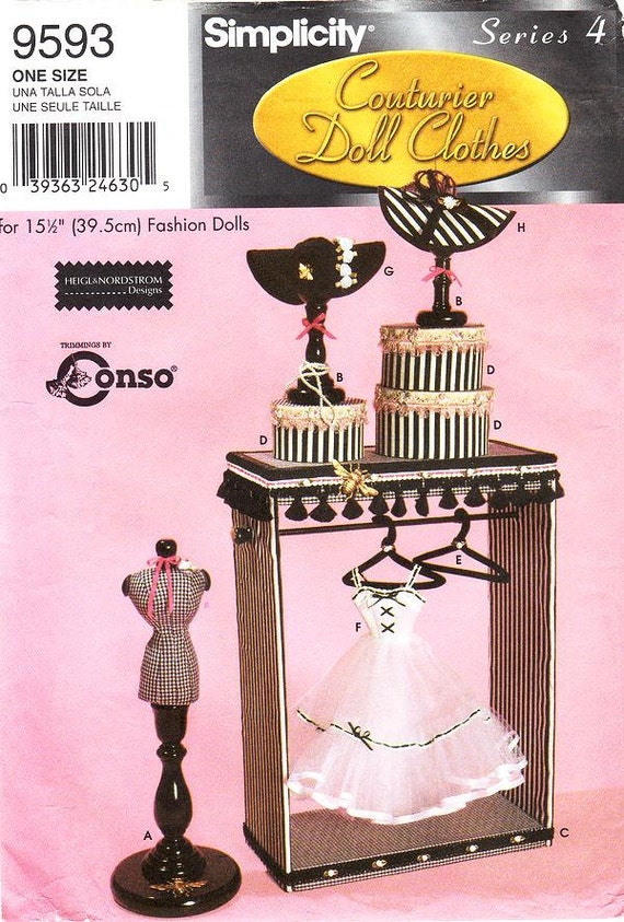 Simplicity 9593 Doll Clothes Pattern: 15 1/2" Doll Accessories