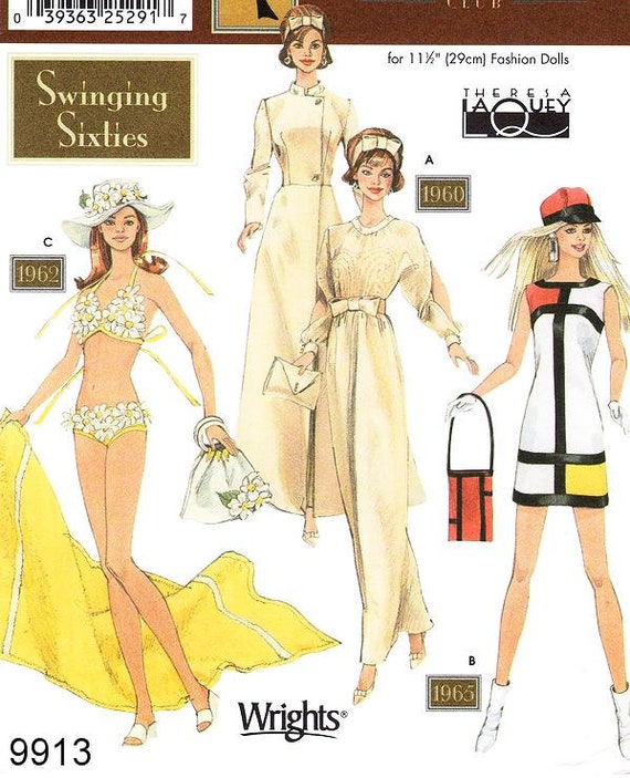 Swinging Sixties Doll Clothes Pattern - Simplicity 9975 by