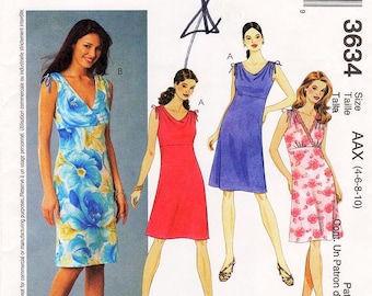Sz 4/6/8/10 - McCalls Dress Pattern 3634 - Misses' Bias Dresses in Two Variations