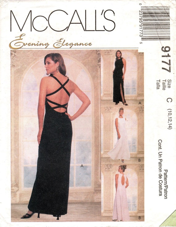 mccall patterns evening dresses Mccall's 9177 Evening Dress Pattern: Open/criss-cross Back, Size 10/12/14